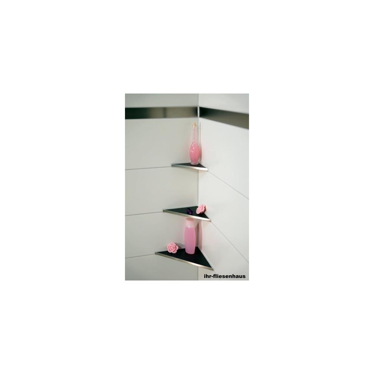 JECOMPRIS Eckregal Badezimmer Edelstahl - Selbstklebend Ohne Bohren 25x19,5cm