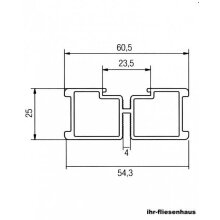 Aluminium-Balken, Aluminium Profile 2m f&uuml;r Stelzlager 60/25mm