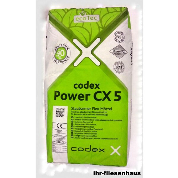 1 Palette codex CX5 D&uuml;nnbettm&ouml;rtel Fliesenkleber Flexm&ouml;rtel staubarm 42 x 25kg