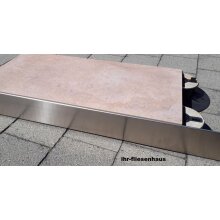 Abschlussprofil Edelstahl geb&uuml;rstet H&ouml;he 12cm L&auml;nge 200 cm  f&uuml;r Terrasse Balkon Pool
