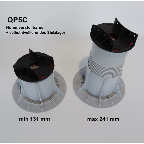 Stelzlager QPC5 selbstnivellierend + h&ouml;henverstellbar f&uuml;r Metall- oder Holzbalkenverlegung 131-241mm