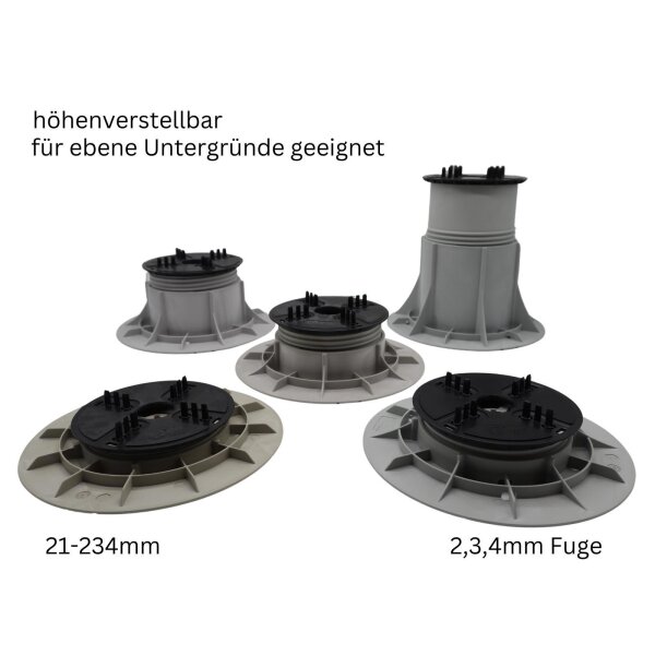 Stelzlager Q1 - Q5  h&ouml;henverstellbar von 21-234mm Serie Queen mit 2,3,4mm Fugenbreite