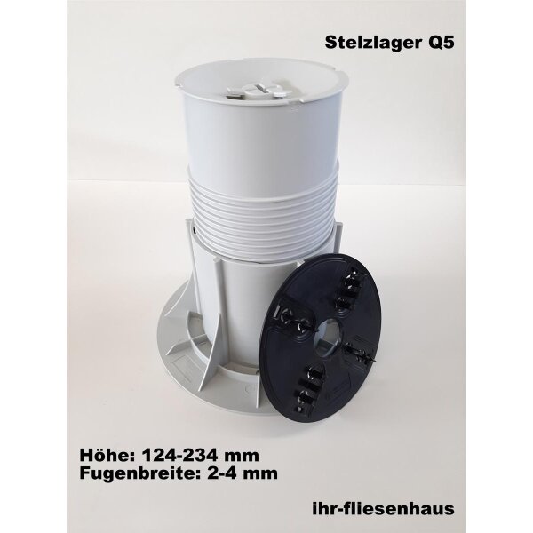 Stelzlager Q5 h&ouml;henverstellbar von 124-234mm Serie Queen mit 2,3,4mm Fugenbreite