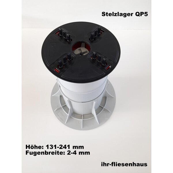 Stelzlager QP5 selbstnivelliered + h&ouml;henverstellbar 131-241mm der Serie Queen mit 2,3,4mm Fugenbreite