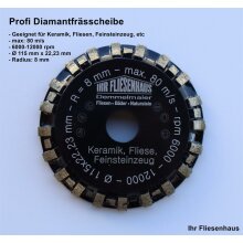 Profi Diamant Fr&auml;sscheiben 6/8/10mm f&uuml;r runde...