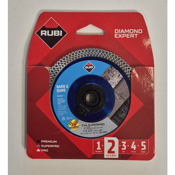 Diamanttrennscheibe 115mm TVA Rubi Super Pro zum Feinsteinzeug schneiden