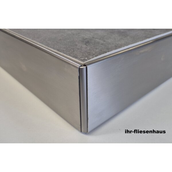 Terrassenabschluss Ecken Edelstahl geb&uuml;rstet H&ouml;he 6,8,10 und 12 cm Balkon Pool 6cm