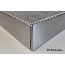 Terrassenabschluss Ecken Edelstahl gebürstet Höhe 6,8,10 und 12 cm Balkon Pool 12-25cm Sonderanfertigung