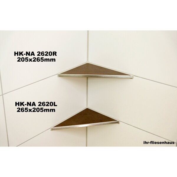 Edelstahl Ablage Duschablage 205/265 Dreieck Eckablage auch zum nachtr&auml;glichen Einbau / Einfliesen