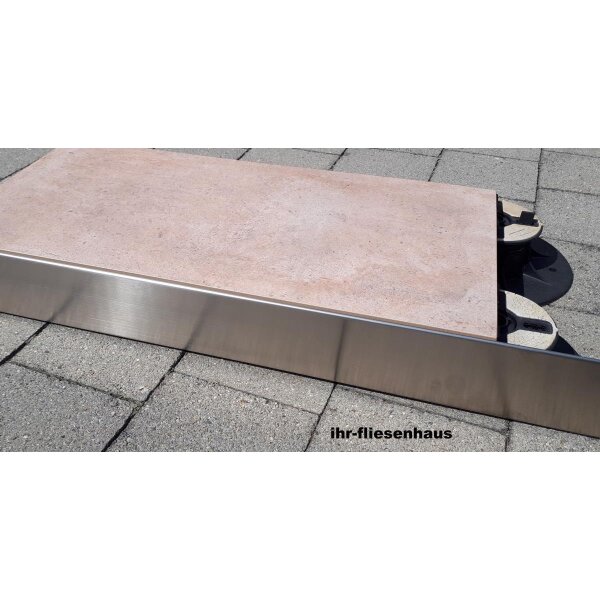 Abschlussprofil Edelstahl V4A geb&uuml;rstet H&ouml;he 6cm f&uuml;r Terrasse Balkon Pool
